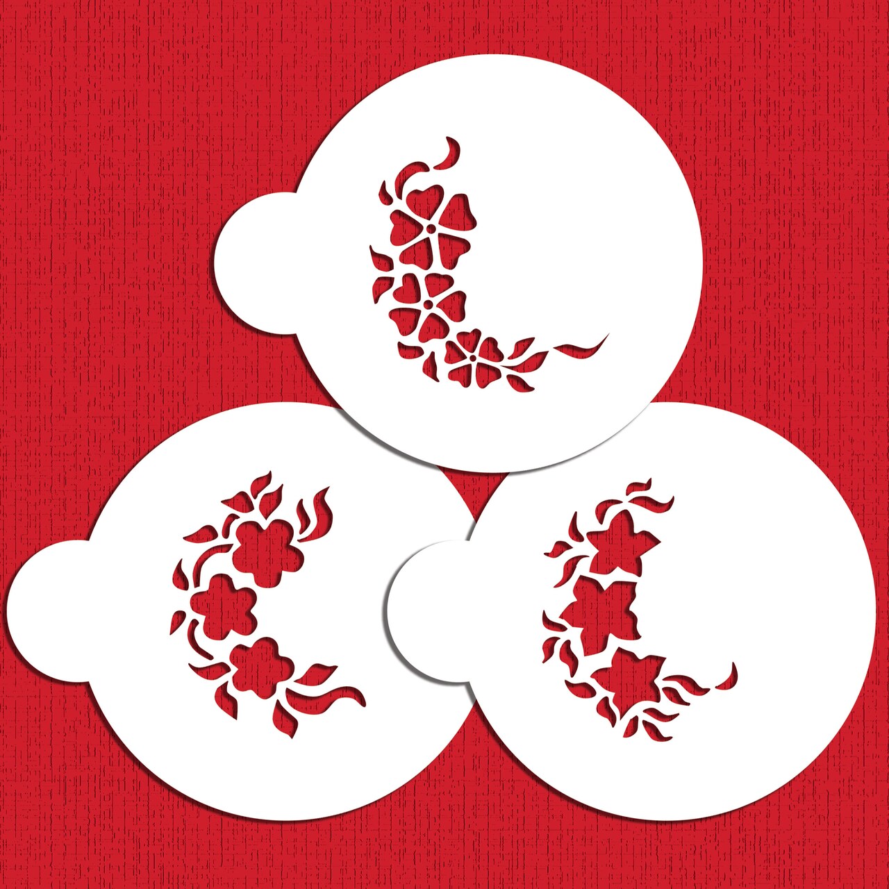 Mini Floral Sprays Cookie Stencils | C349 by Designer Stencils | Cookie Decorating Tools | Baking Stencils for Royal Icing, Airbrush, Dusting Powder | Reusable Plastic Food Grade Stencil for Cookies | Easy to Use & Clean Cookie Stencil